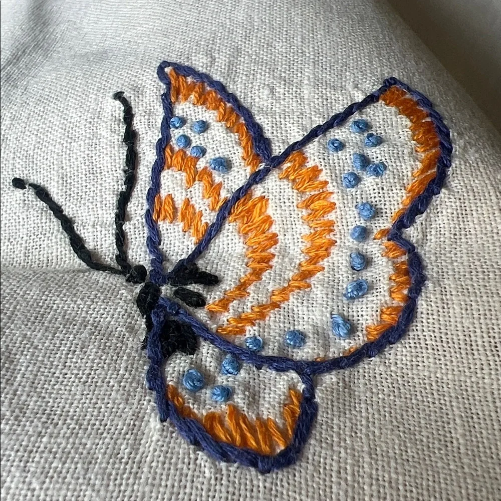 Vintage square embroidered table cloth, likely to be for a card table 38” X 39”